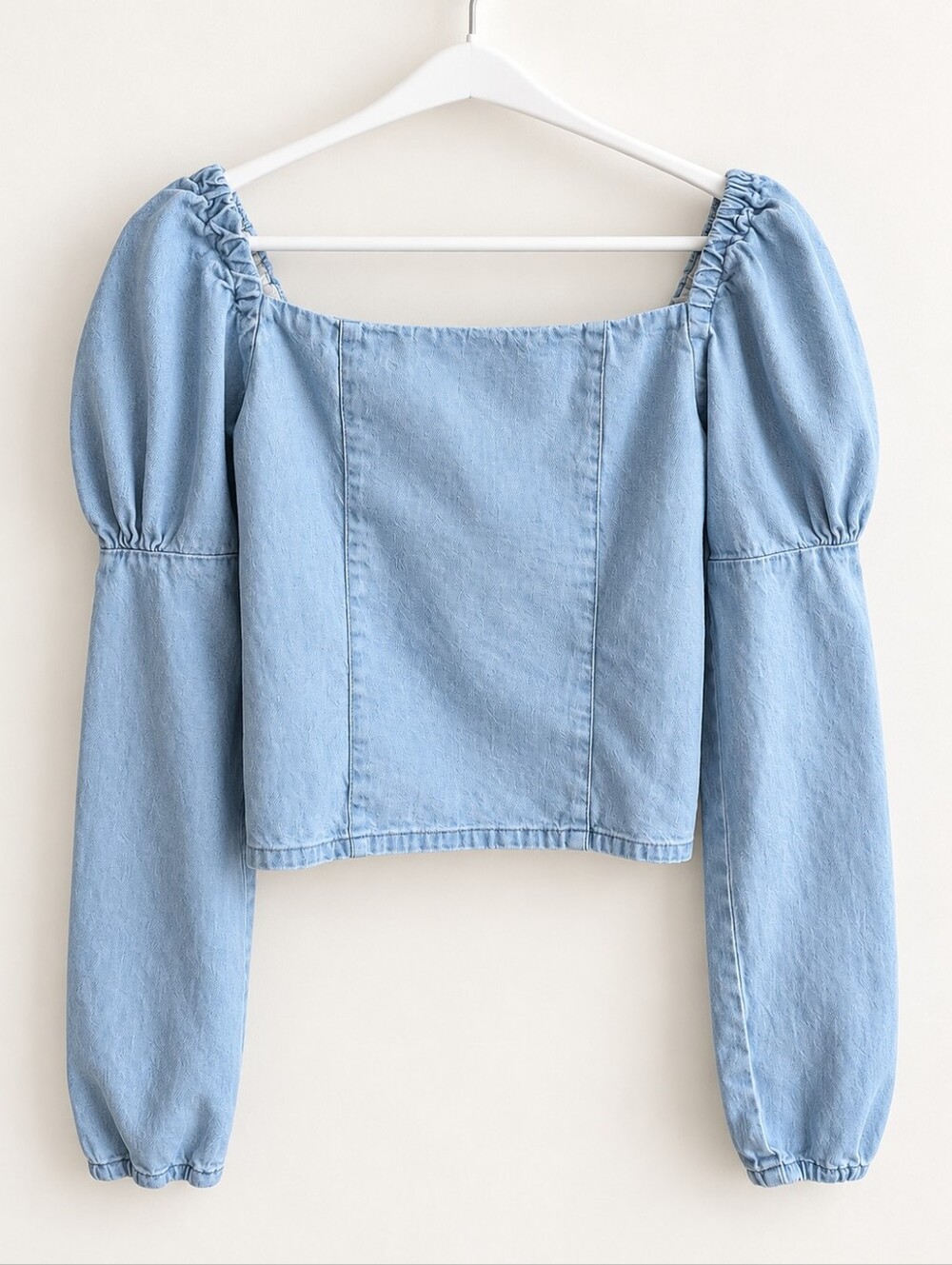 Levi's Light Blue Puff Sleeve Square Neck Denim Top